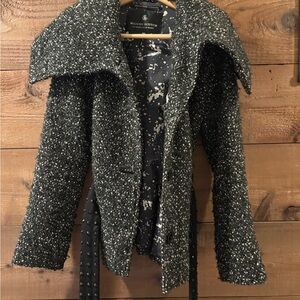 Scotch & Soda Women's Black and White Tweed Teddy Jacket size 1